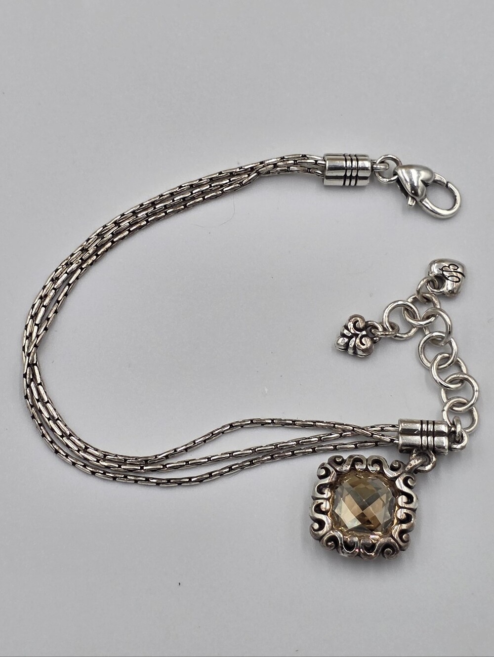 Brighton Danube multistrand bracelet featuring champagne Swarovski crystal charm